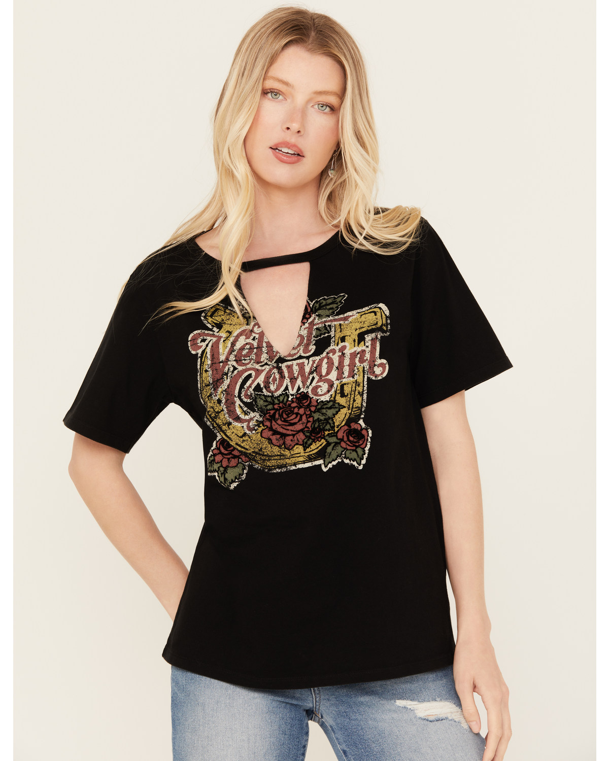 Idyllwind Women's Velvet Cowgirl Cut Out Graphic Tee