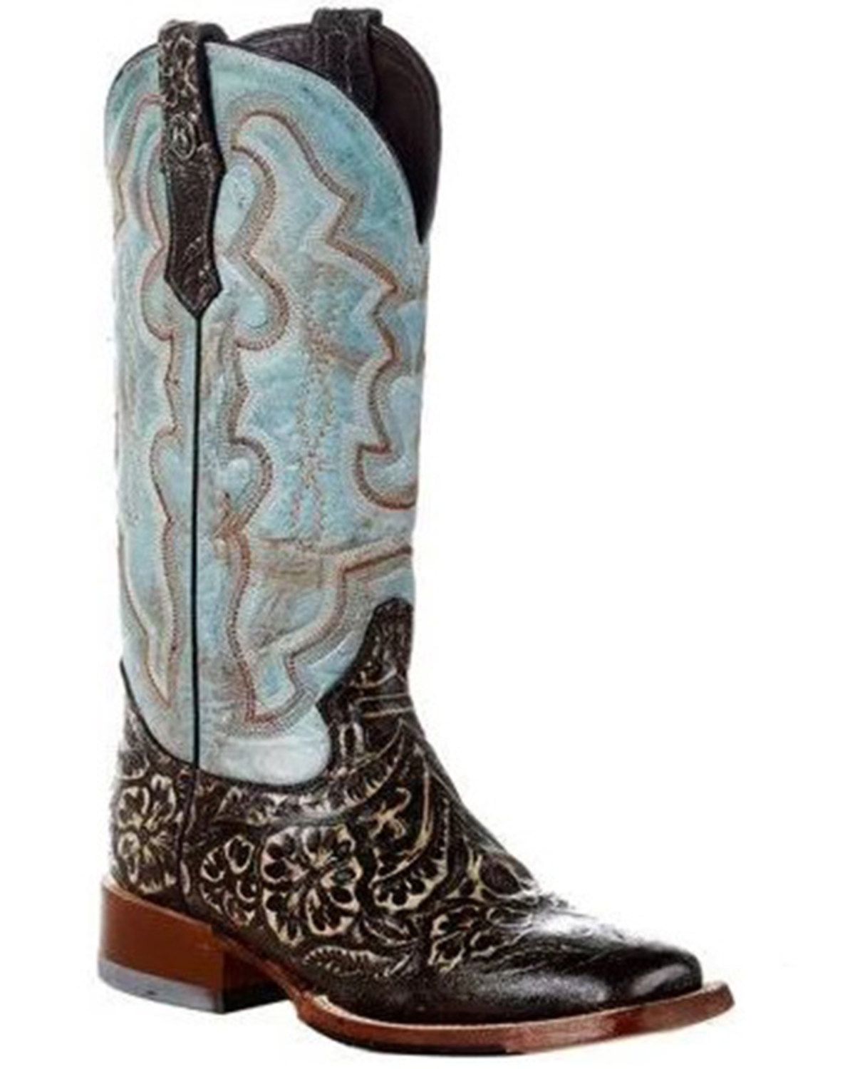 Tanner Mark Women's Tooled Western Boots - Broad Square Toe