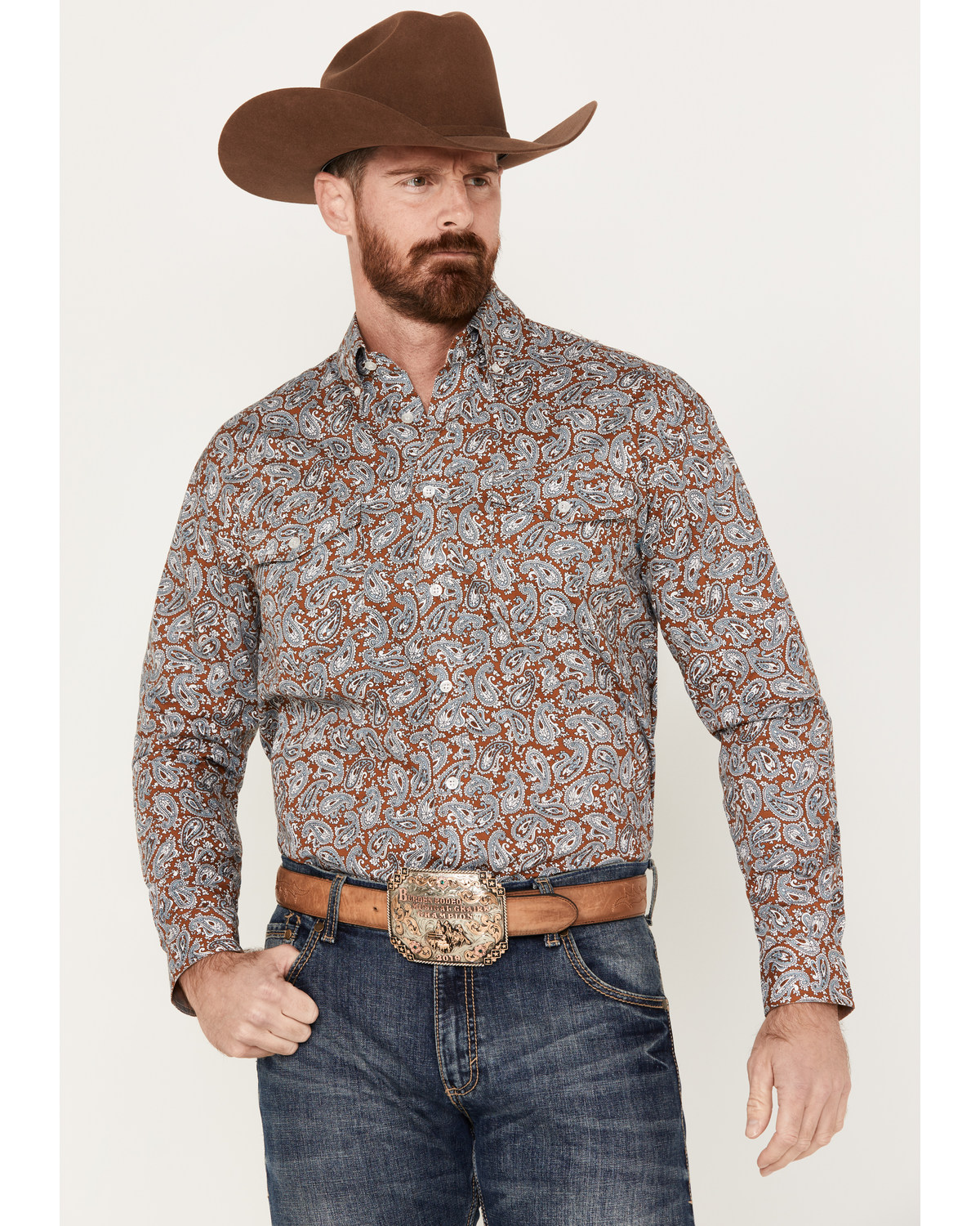Roper Men's Amarillo Paisley Print Long Sleeve Western Snap Shirt