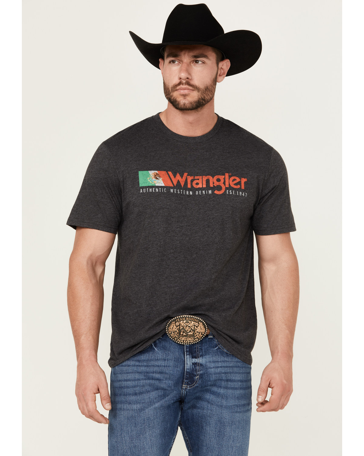 Wrangler Men's Mexico Flag Logo Short Sleeve Graphic Print T-Shirt