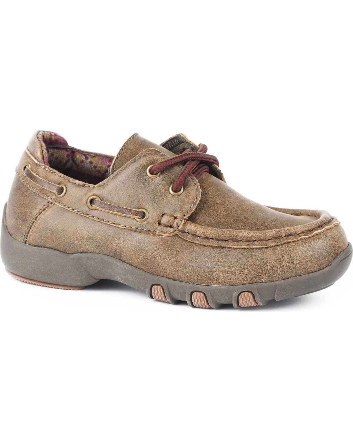 Roper Boys Brown Vintage Leather Boat Shoes Moc Toe Boot Barn