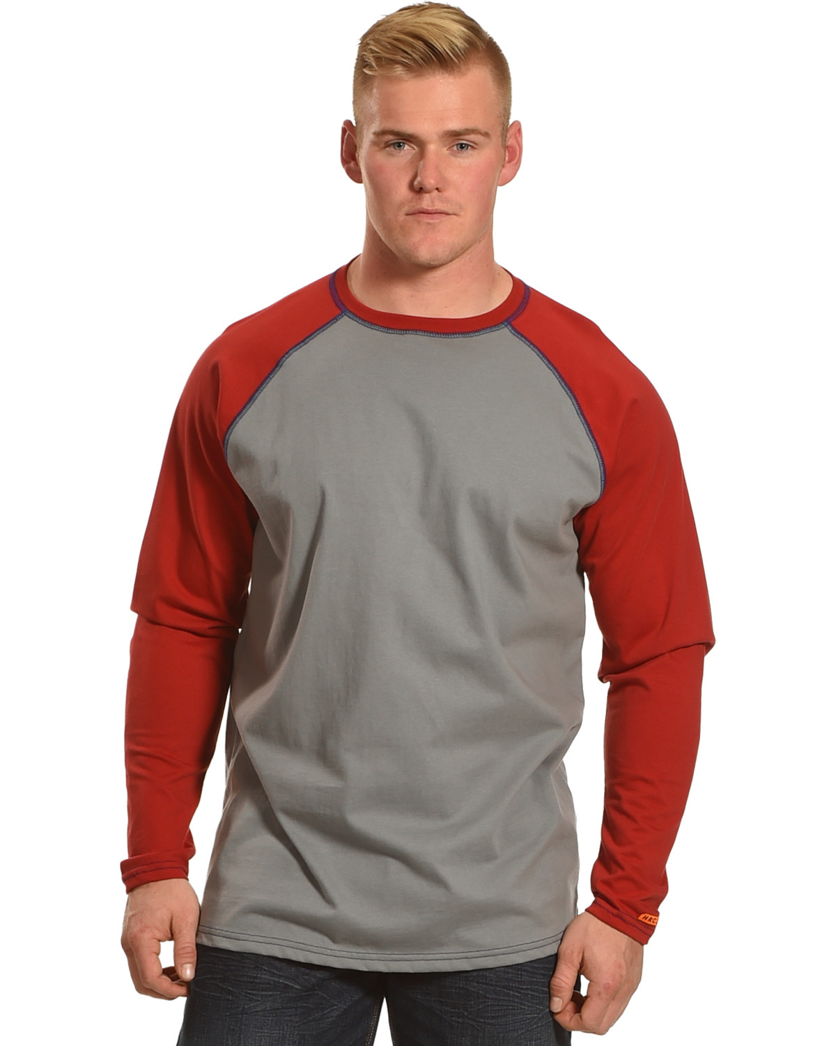 Wrangler Men S Red Fr Flame Resistant Knit Baseball Long Sleeve