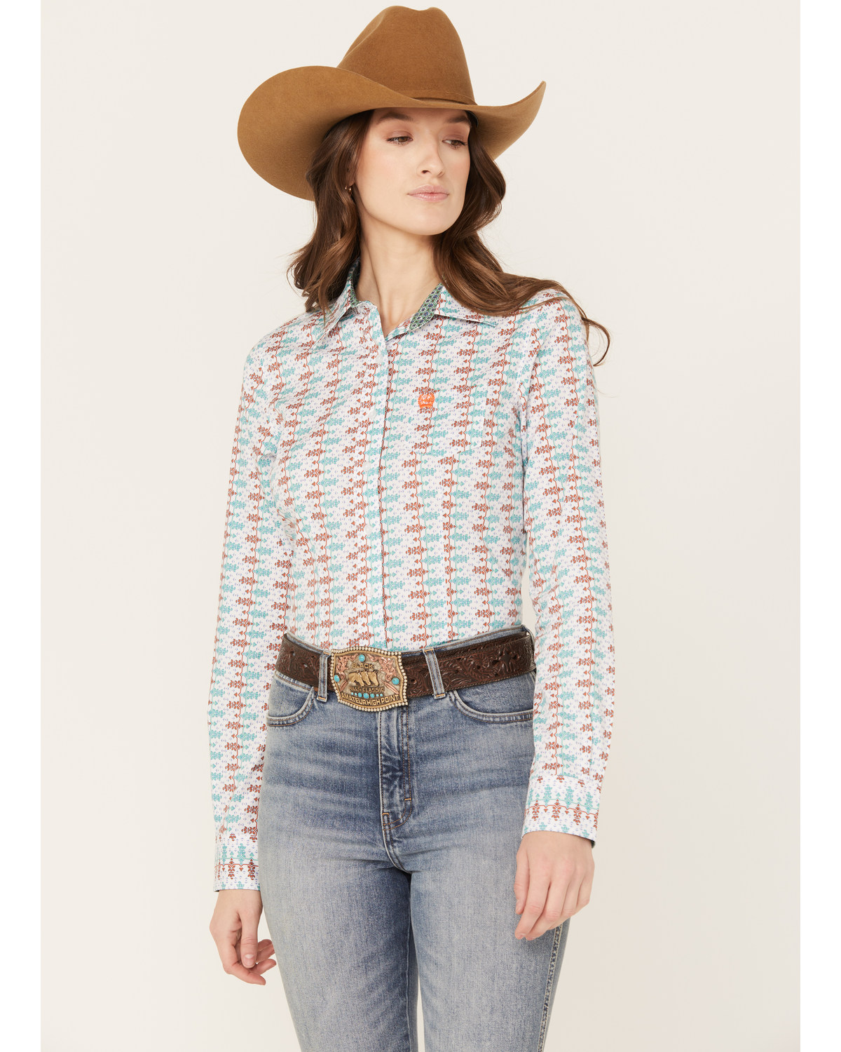 Cinch Women's Southwestern Print Long Sleeve Button Down Western Shirt