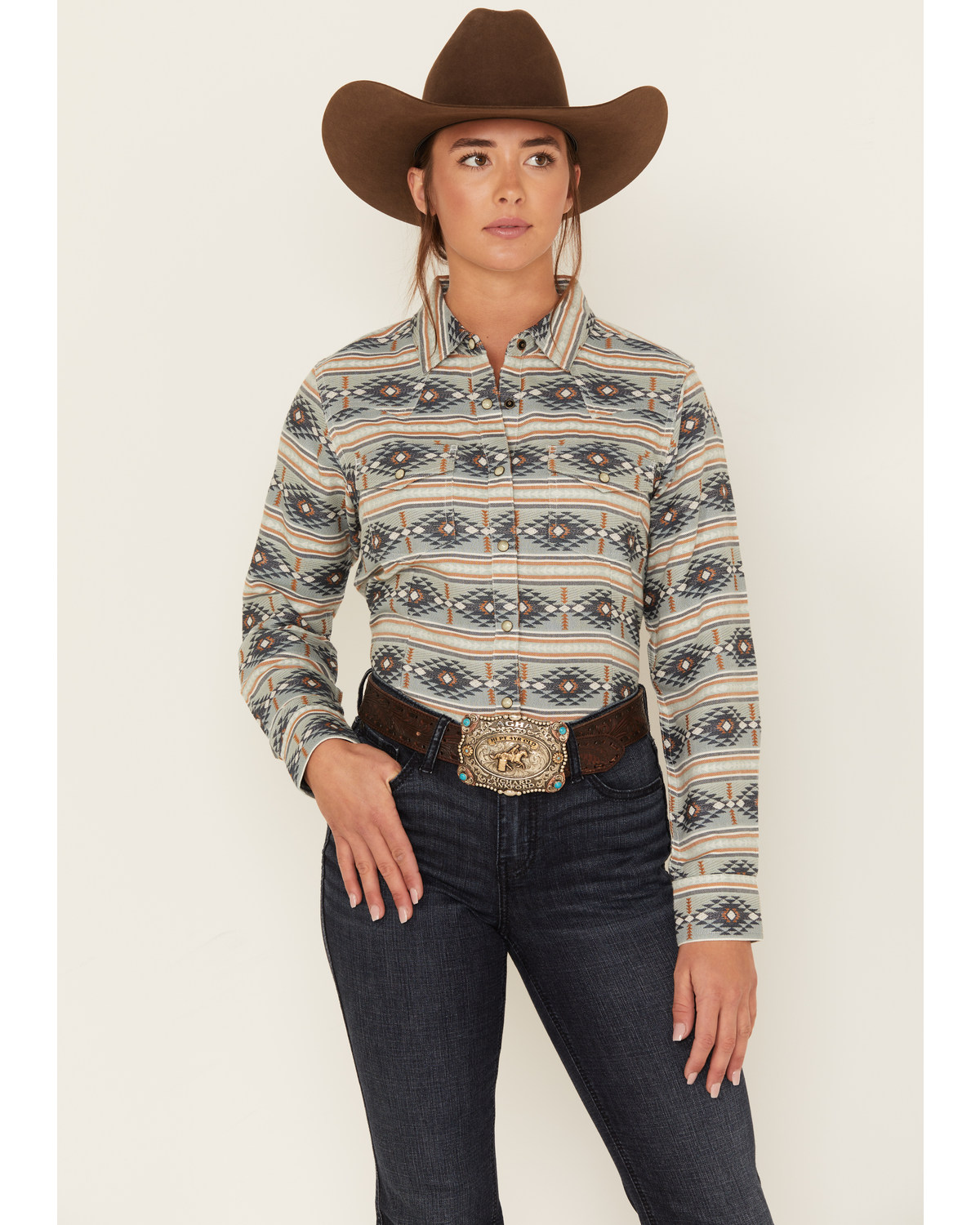 Ariat Women's R.E.A.L. Southwestern Stripe Print Long Sleeve Snap Creekside Western Shirt