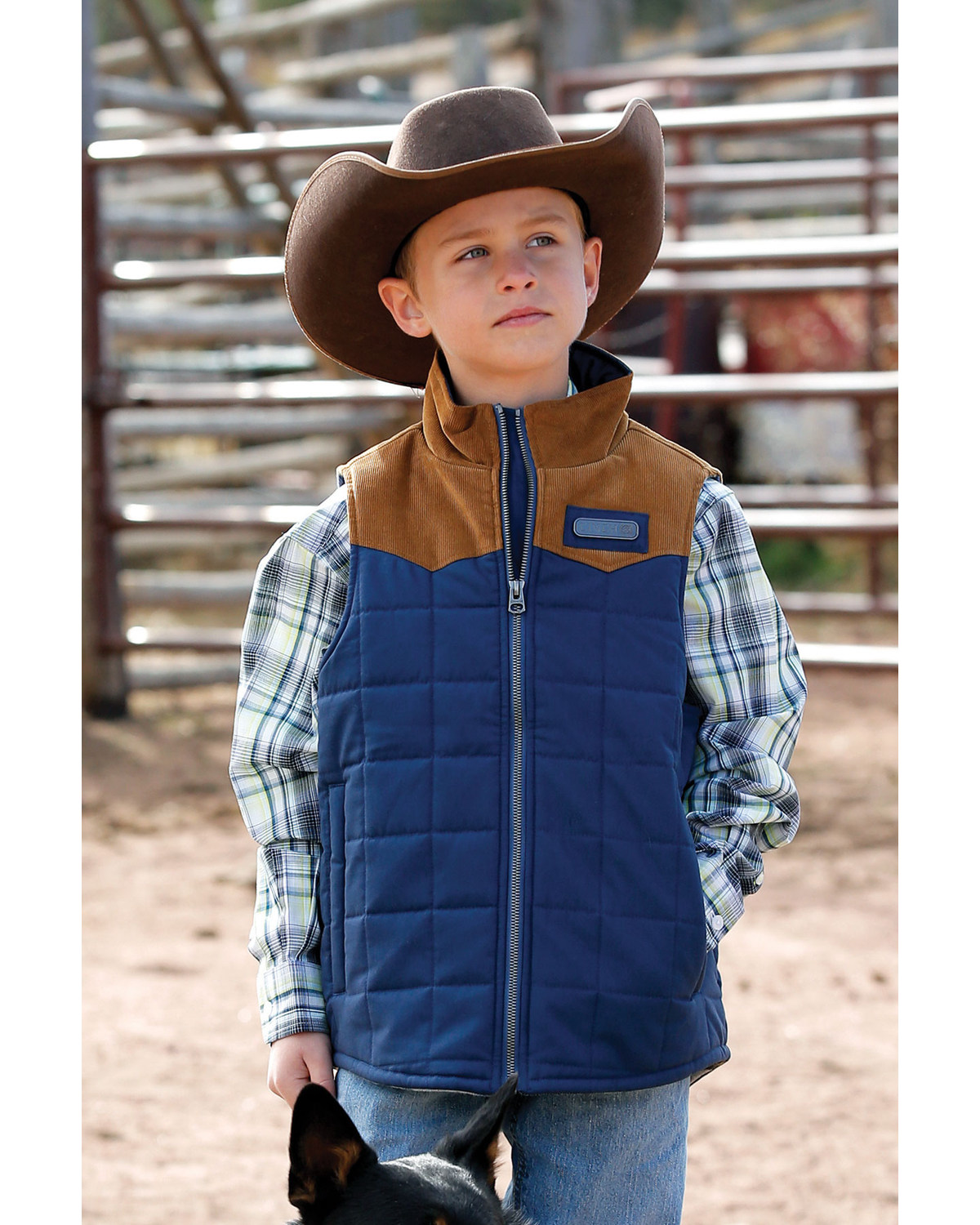 Boys blue puffer vest Outlet