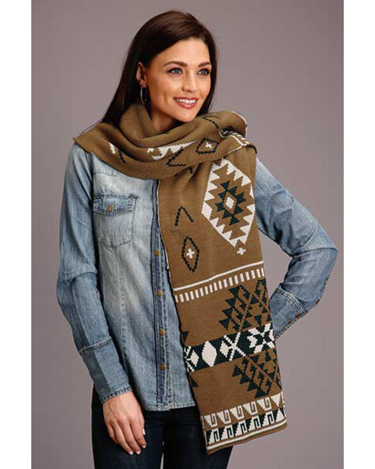 Stetson Women S Gold Aztec Knit Scarf Boot Barn