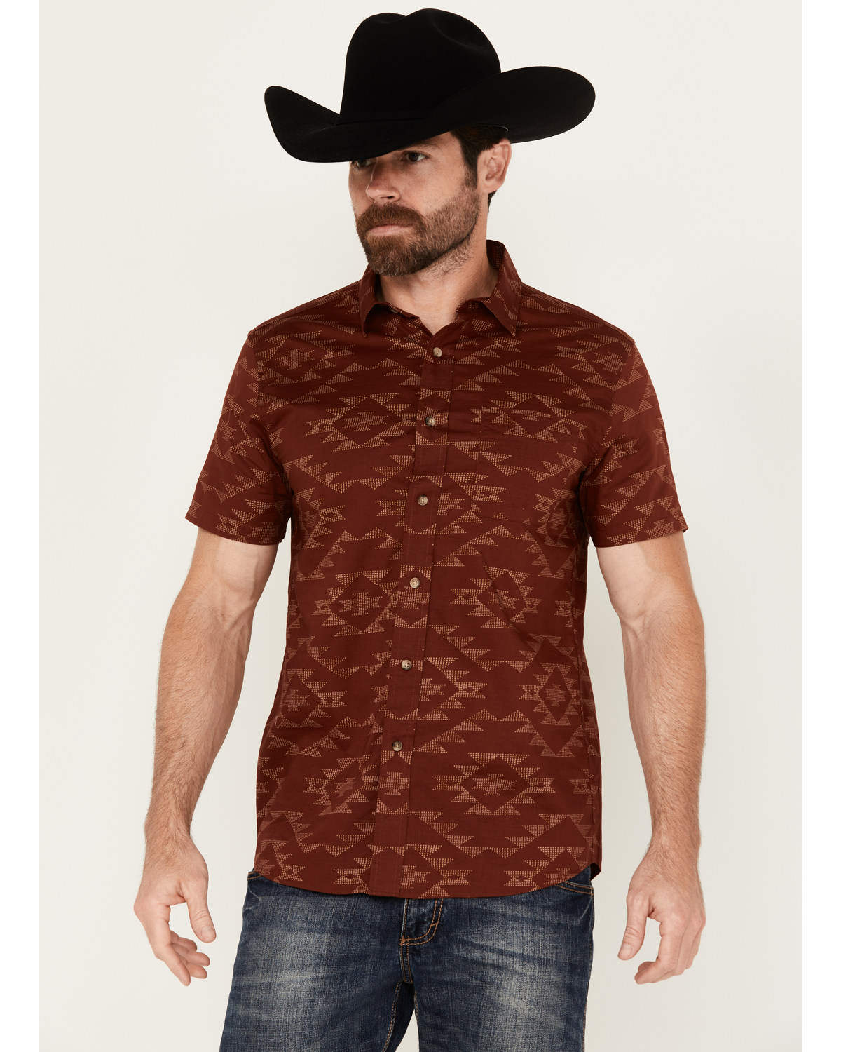 Pendleton Men's Shoreline Tonal Multicolor Print Short Sleeve Button-Down Shirt