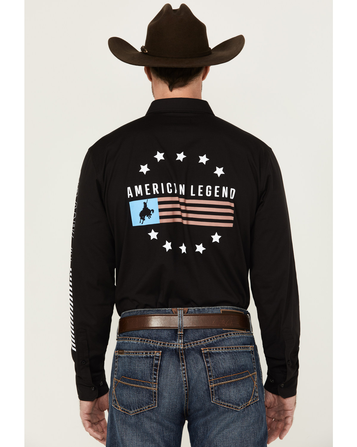 RANK 45® Men's American Legend Logo Performance Twill Long Sleeve Pearl Snap Western Shirt
