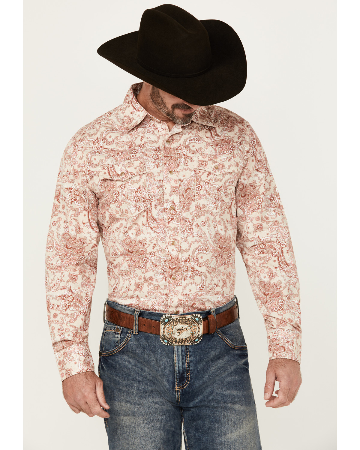 Wrangler Retro Men's Paisley Print Long Sleeve Snap Western Shirt