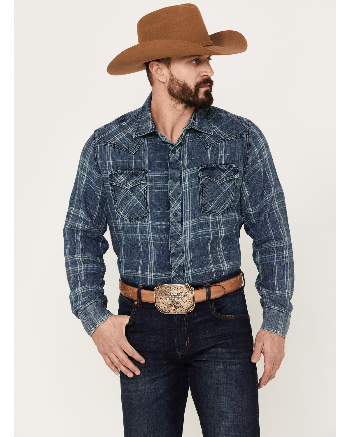 Wrangler Retro Men's Plaid Long Sleeve Western Snap Shirt