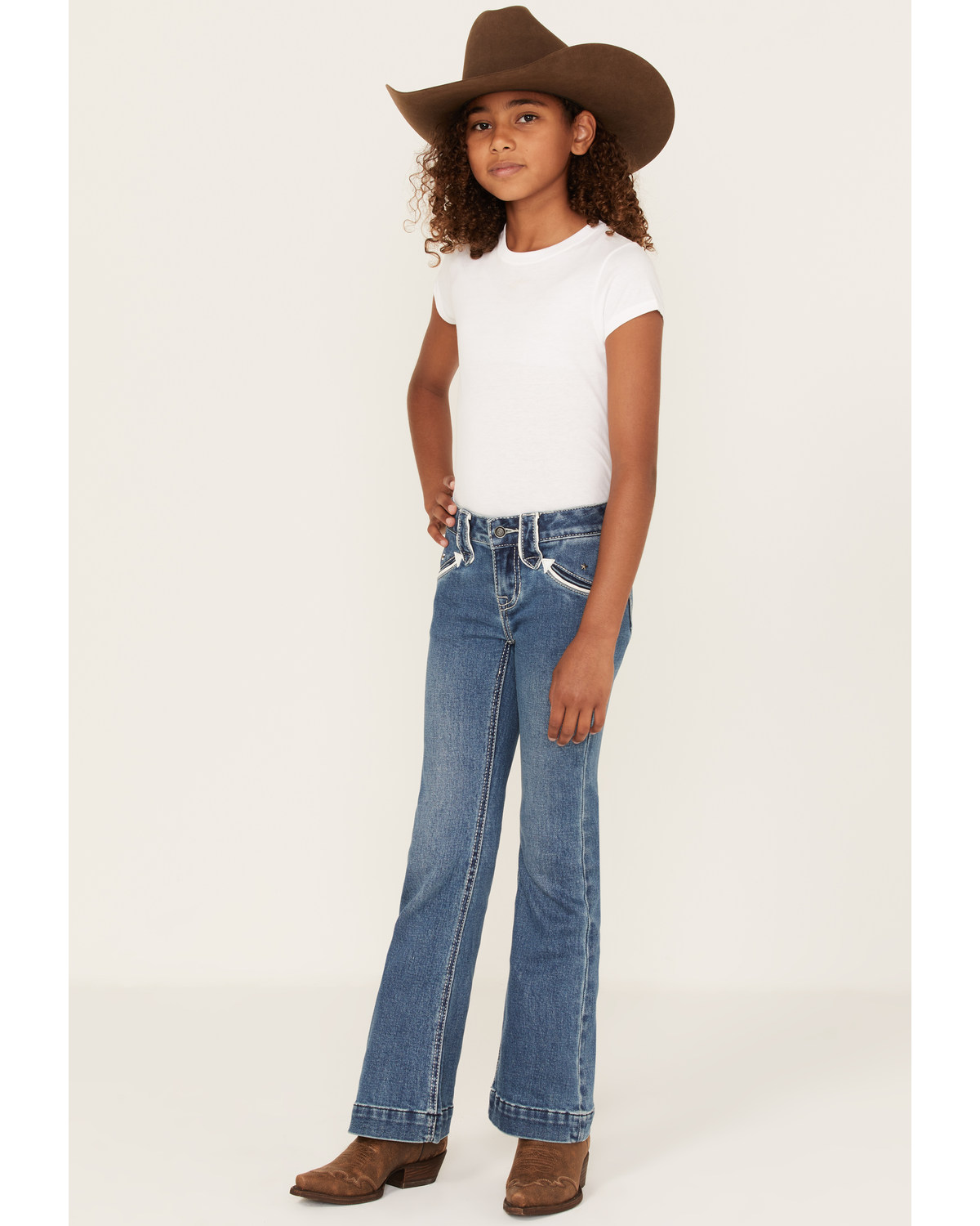 Rock Roll Denim Little Girls Medium Wash Arrow Pocket Trouser Flare Jeans Boot Barn in Tustin CA The Market Place