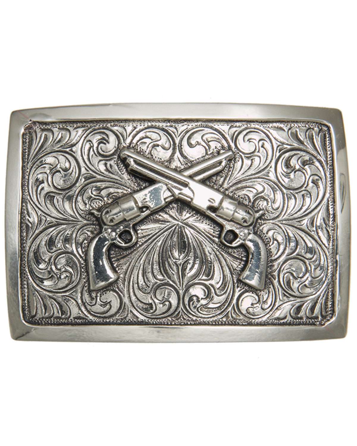 AndWest Antique Silver Crossed Pistols Iconic Buckle