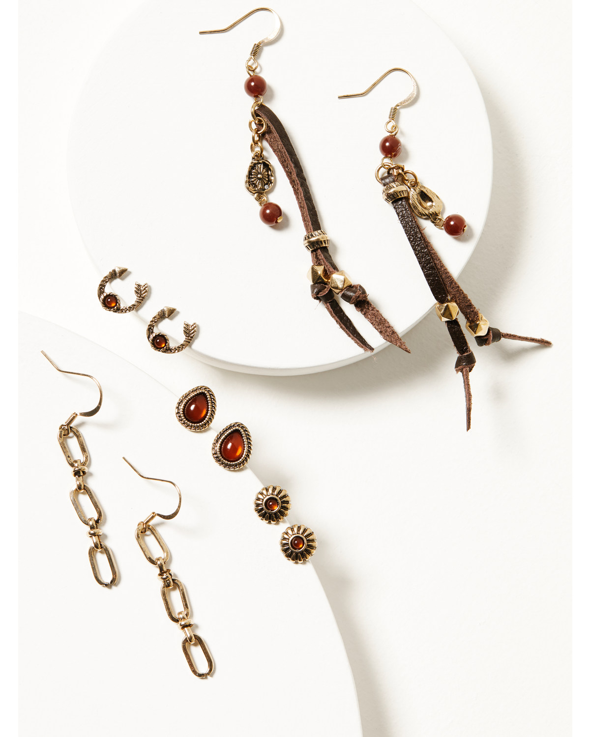 Shyanne Women's Summer Moon Antique Gold Gemstone Earring Set - 5 Piece