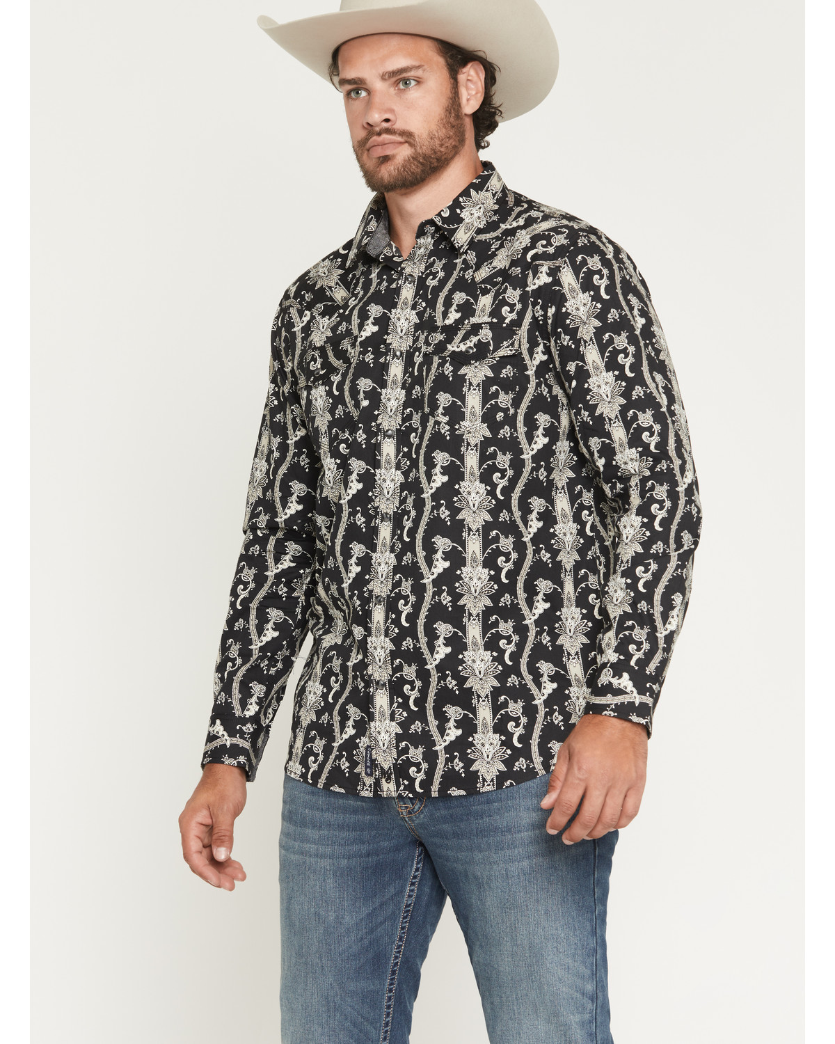Moonshine Spirit Men's Twenty Four Seven Floral paisley Print Long Sleeve Snap Western Shirt