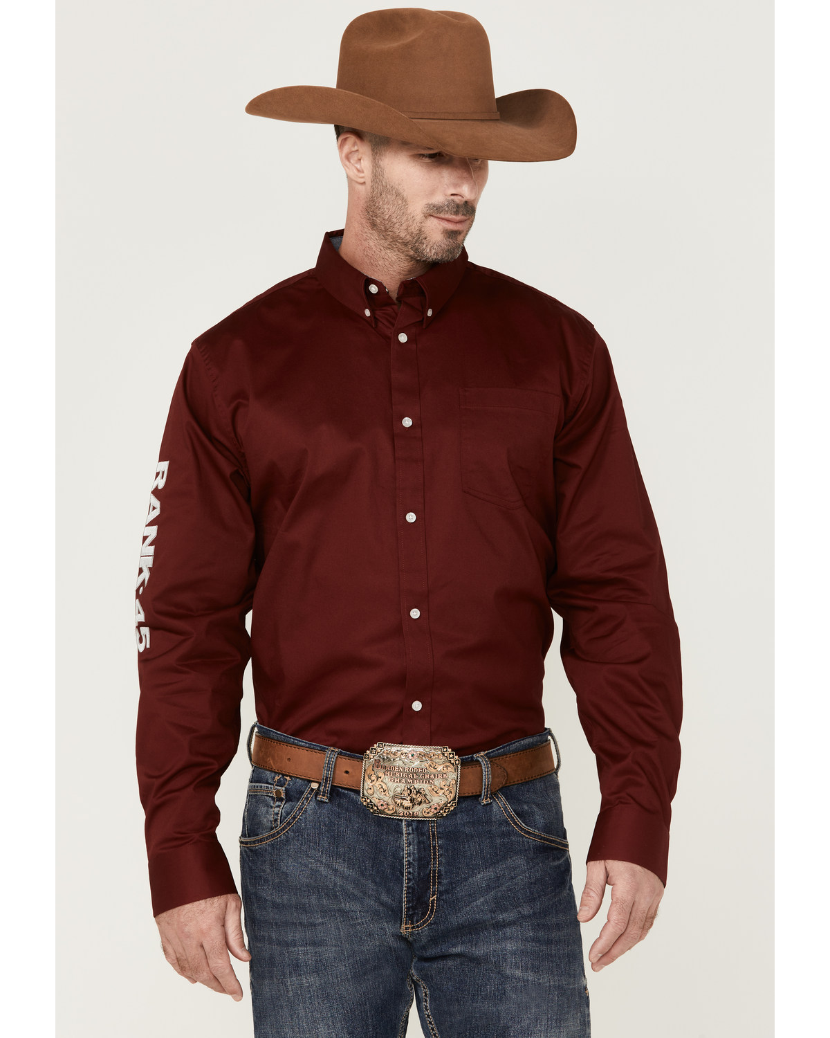 RANK 45® Men's Performance Twill Logo Long Sleeve Button-Down Western Shirt