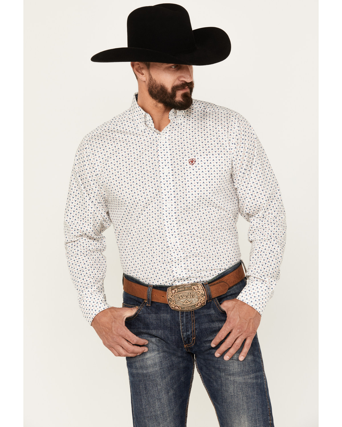 Ariat Men's Kashton Novelty Print Long Sleeve Button-Down Western Shirt