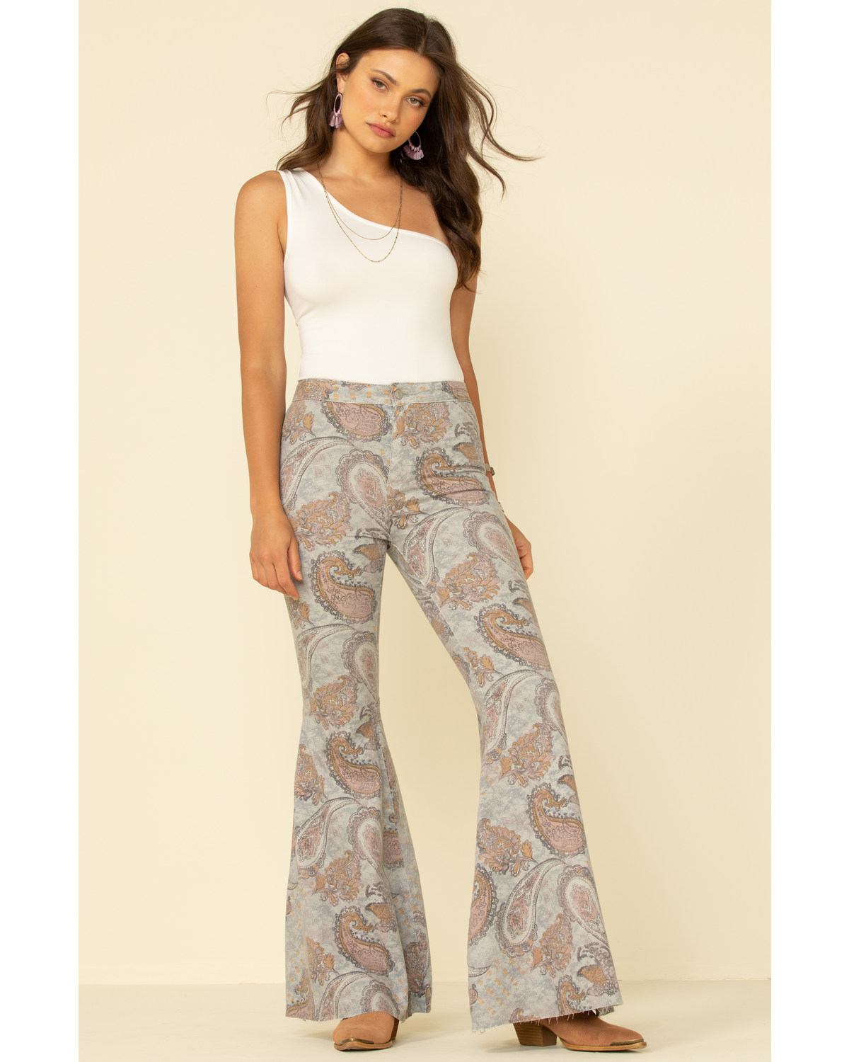 Just float on printed flare jeans
