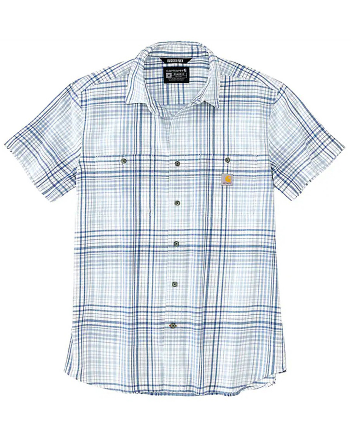Carhartt Men's Rugged Flex® Relaxed Fit Lightweight Plaid Print Short Sleeve Button-Down Stretch Work Shirt - Tall