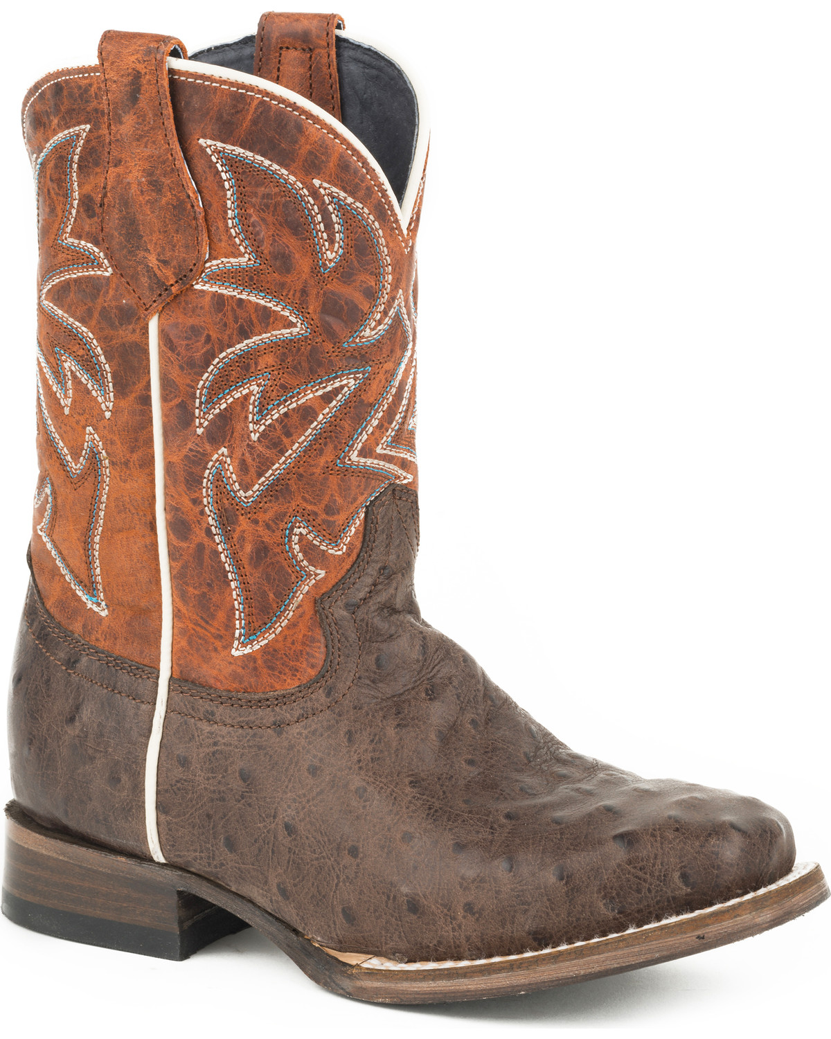 Roper Boys Buddy Embossed Ostrich Cowboy Boots Square Toe