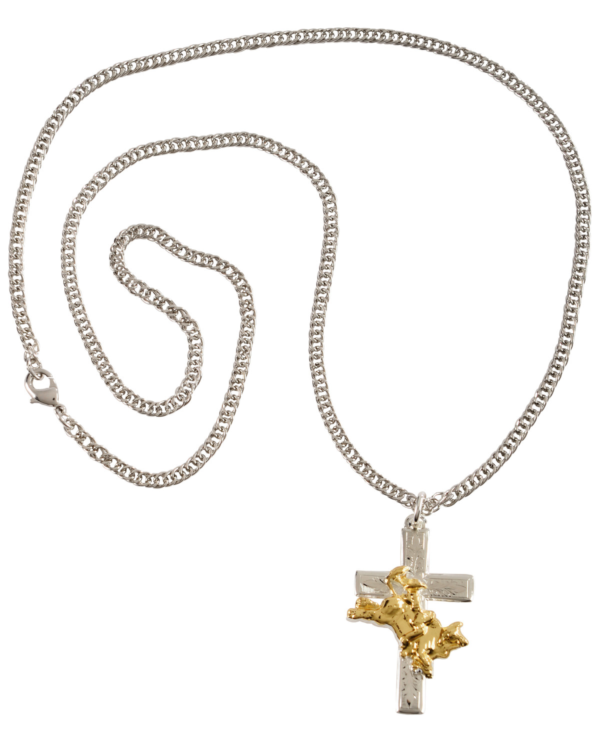 Montana Silversmiths Men's Bullrider Cross Necklace 