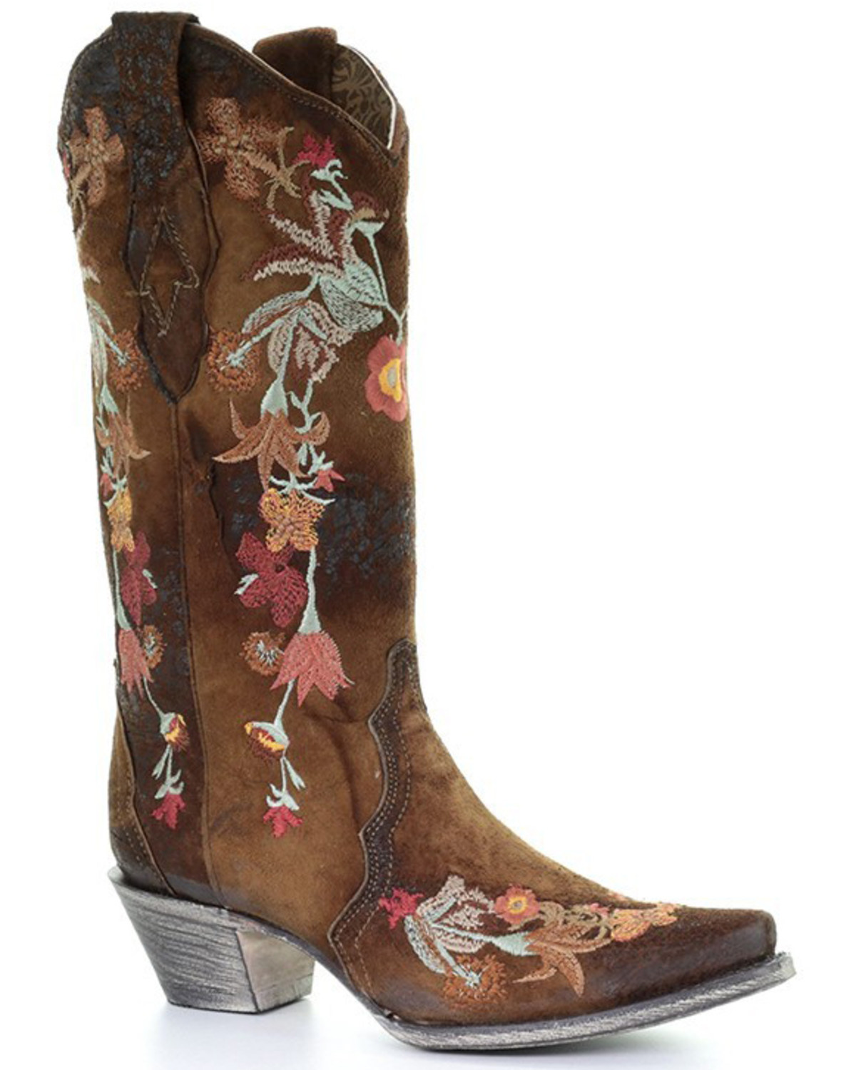 Corral Women's White Floral Embroidered Western Boots - Snip Toe | Boot ...