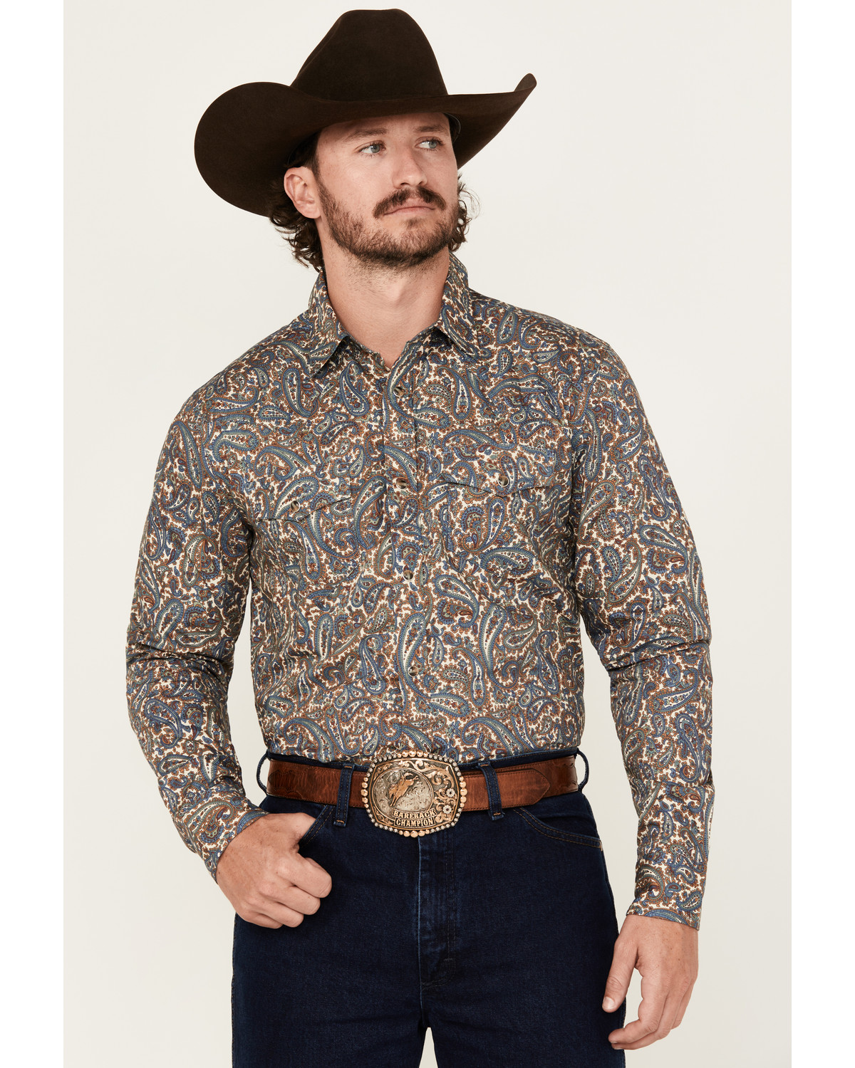 Cody James Men's Madera Paisley Print Long Sleeve Snap Western Shirt