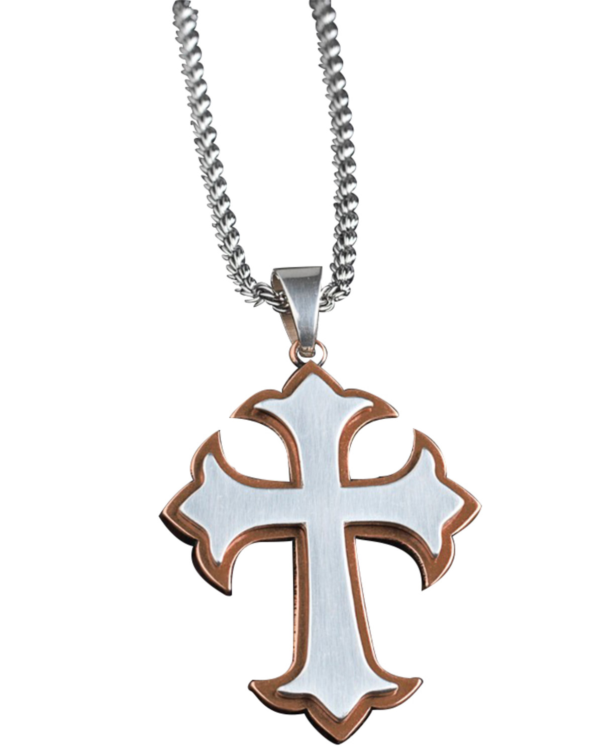 Twister Men's Two Tone Cross Layered Necklace