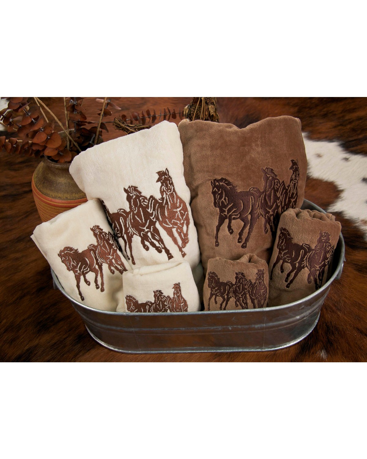 HiEnd Accents Embroidered Horses Bath Towel Set - 3 Piece