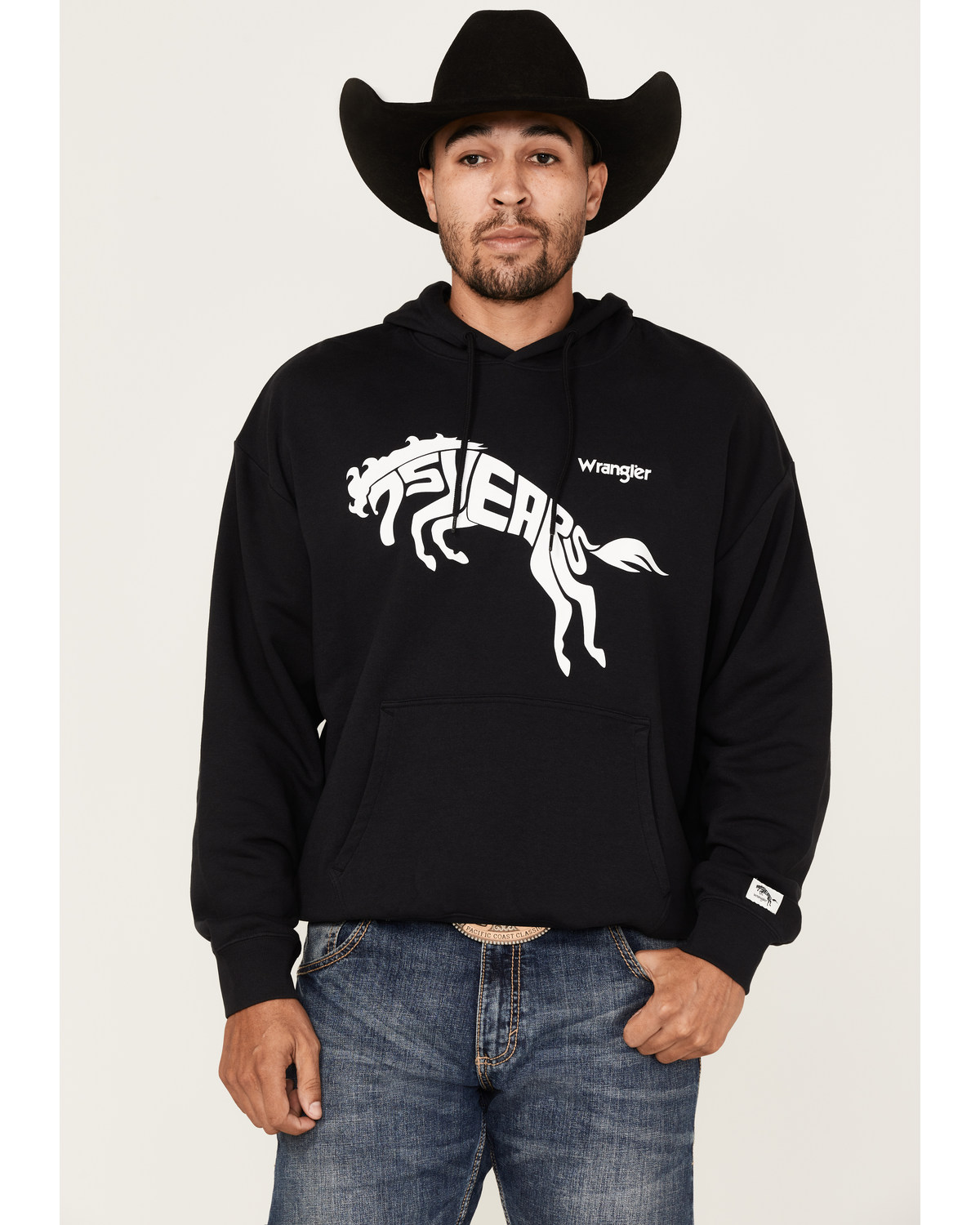 Wrangler Men's 75 Years Black Horse Graphic Hooded Sweatshirt