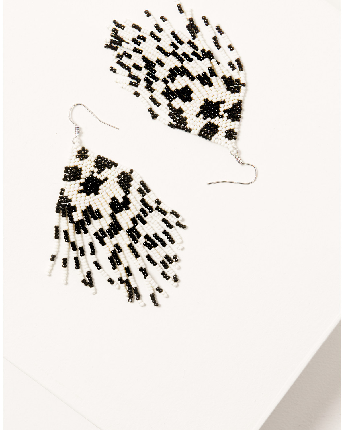 Shyanne Women's Night Dreamer Beaded Cowhide Print Fringe Earrings