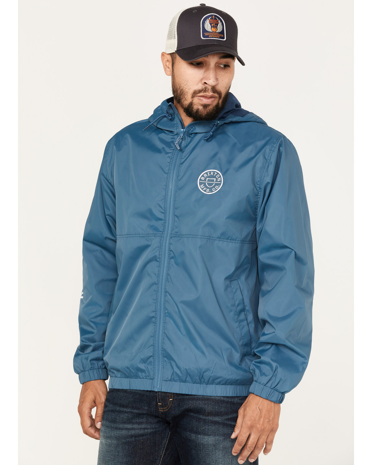 Brixton Men's Claxton Crest Logo Graphic Hooded Zip Jacket