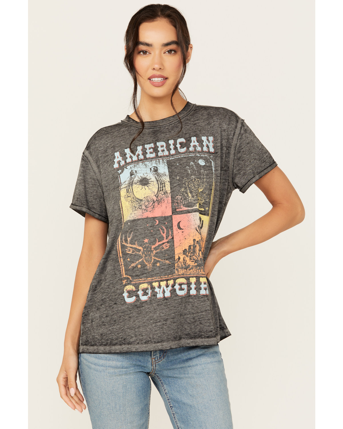 Blended Women's American Cowgirl Short Sleeve Graphic Tee
