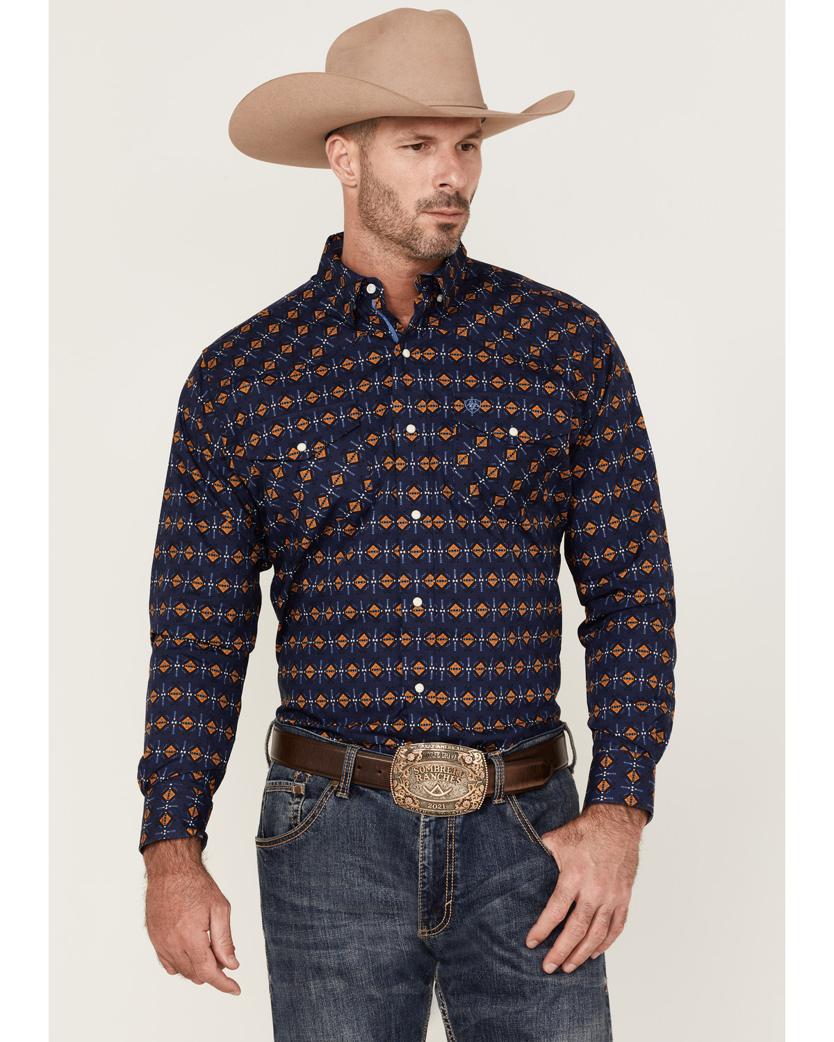 Ariat Men's Relentless Steeled Southwestern Geo Print Long Sleeve Snap Western Shirt