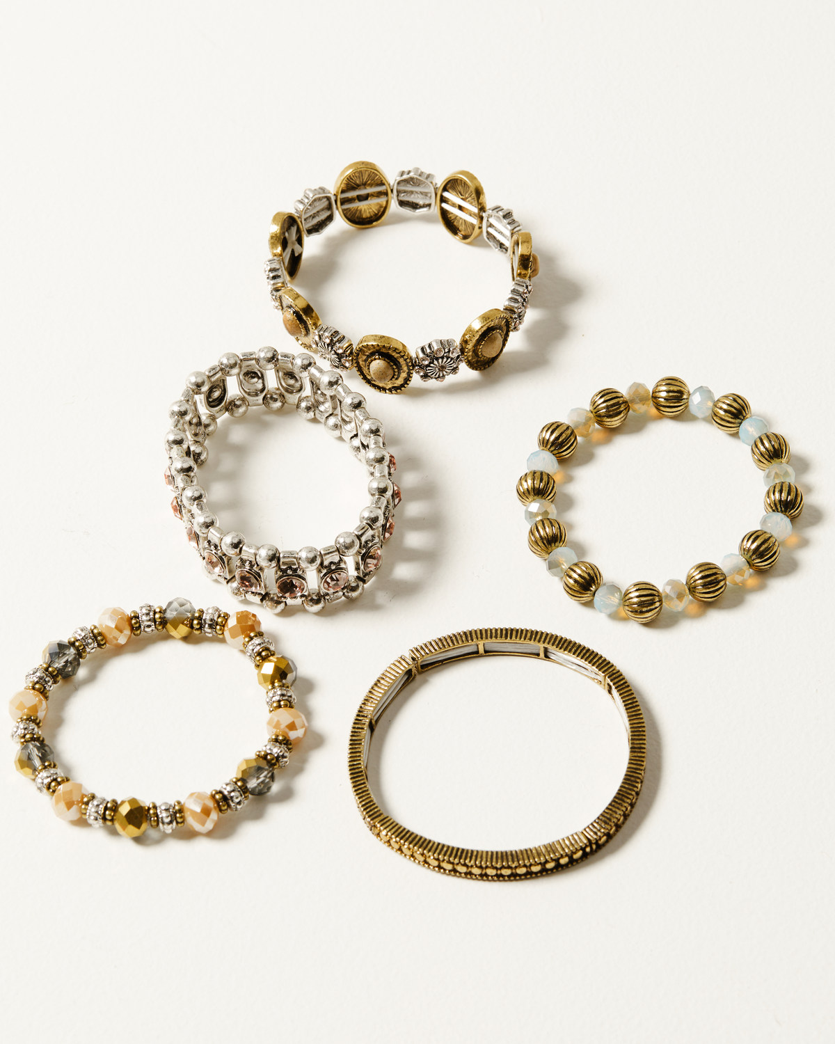 Shyanne Women's Champagne Chateau Gold Multi-Stretch Bracelet Set