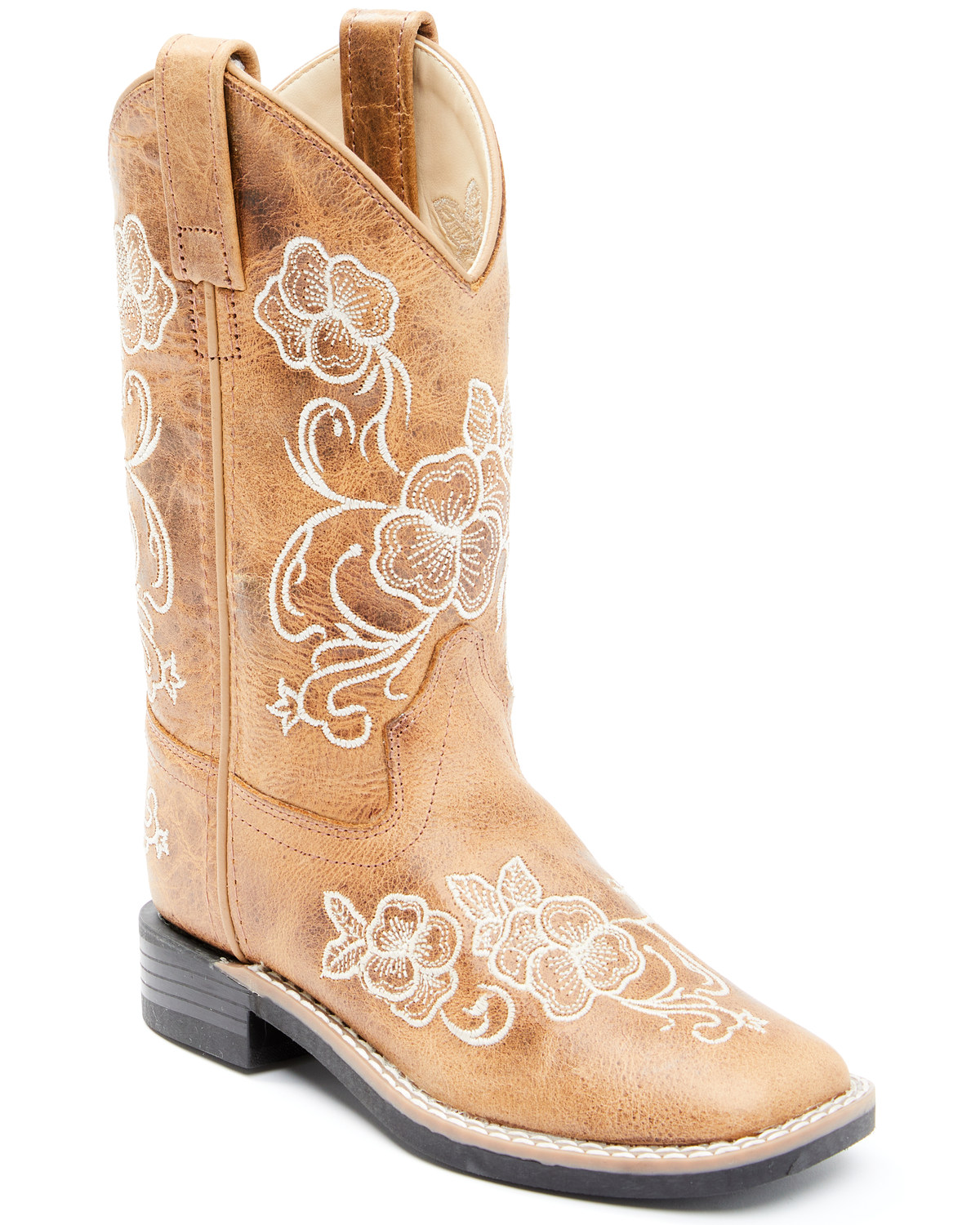 Shyanne Girls' Little Lasy Floral Embroidered Western Boots - Broad Square Toe