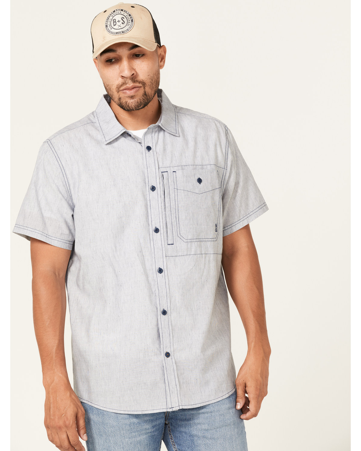 Brothers and Sons Men's Performance Short Sleeve Button Down Western Shirt