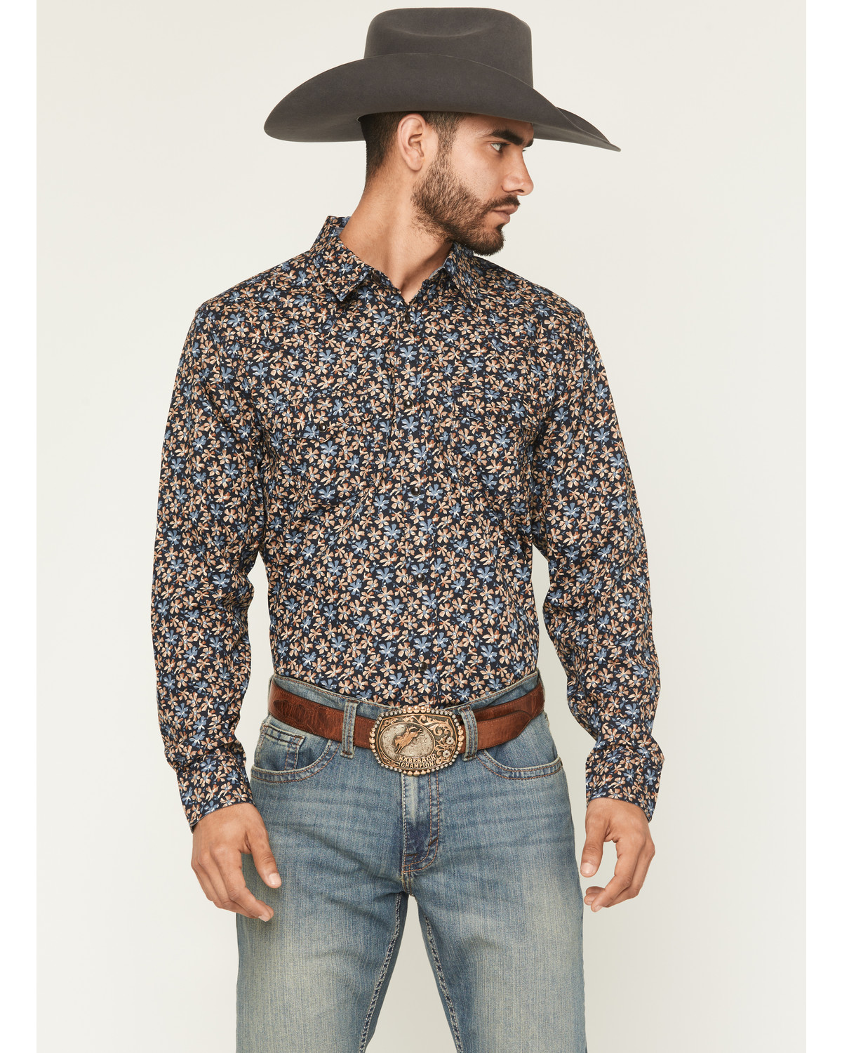 Cody James Men's Howdy Haven Floral Print Long Sleeve Snap Western Shirt