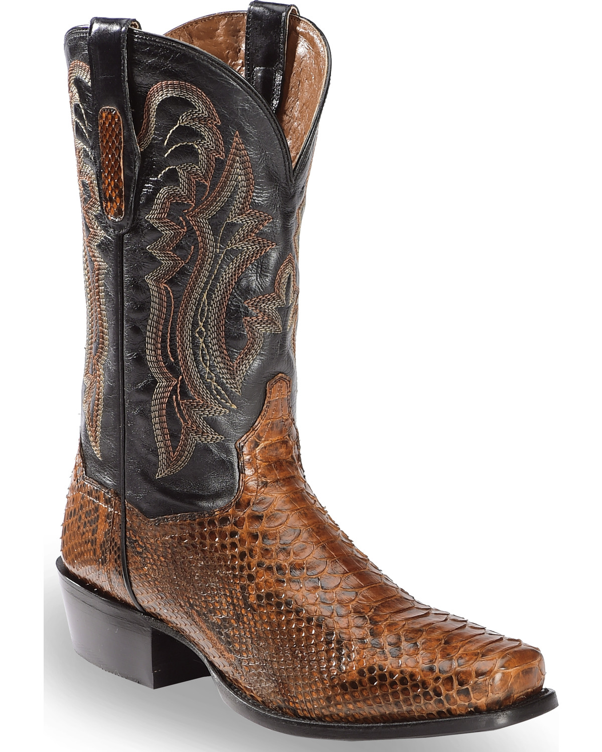 snakeskin square toe cowboy boots