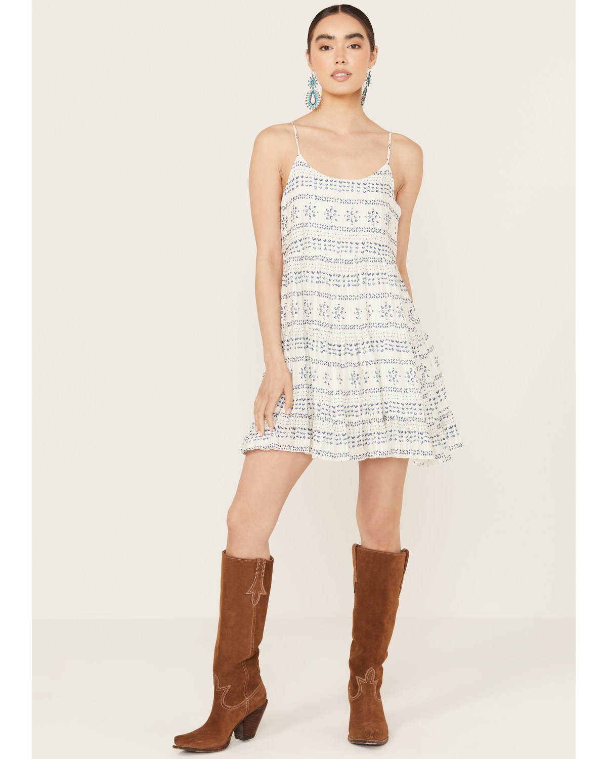 En Creme Women's Abstract Striped Sleeveless Mini Dress