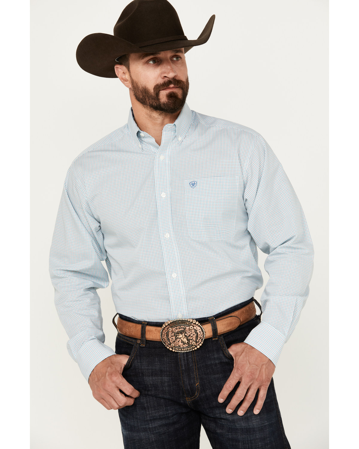 Ariat Men's Wrinkle Free Westley Plaid Print Button-Down Long Sleeve Western Shirt