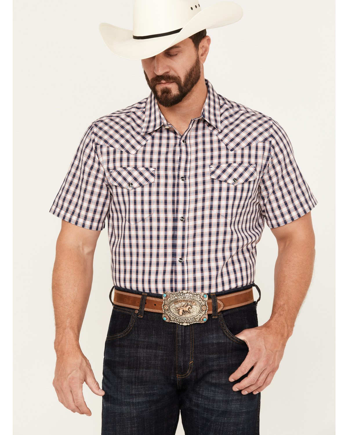 Gibson Trading Co Men's Pointed Arrow Plaid Short Sleeve Western Snap Shirt