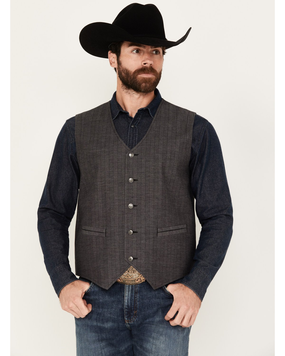 Moonshine Spirit Men's Herringbone Button-Down Wool Vest