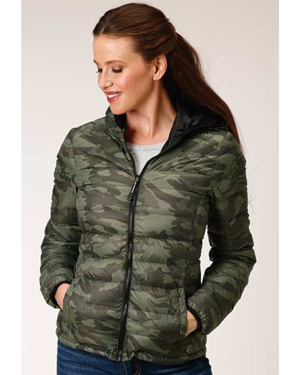 Roper Women's Camo Quilted Puffer Hooded Jacket