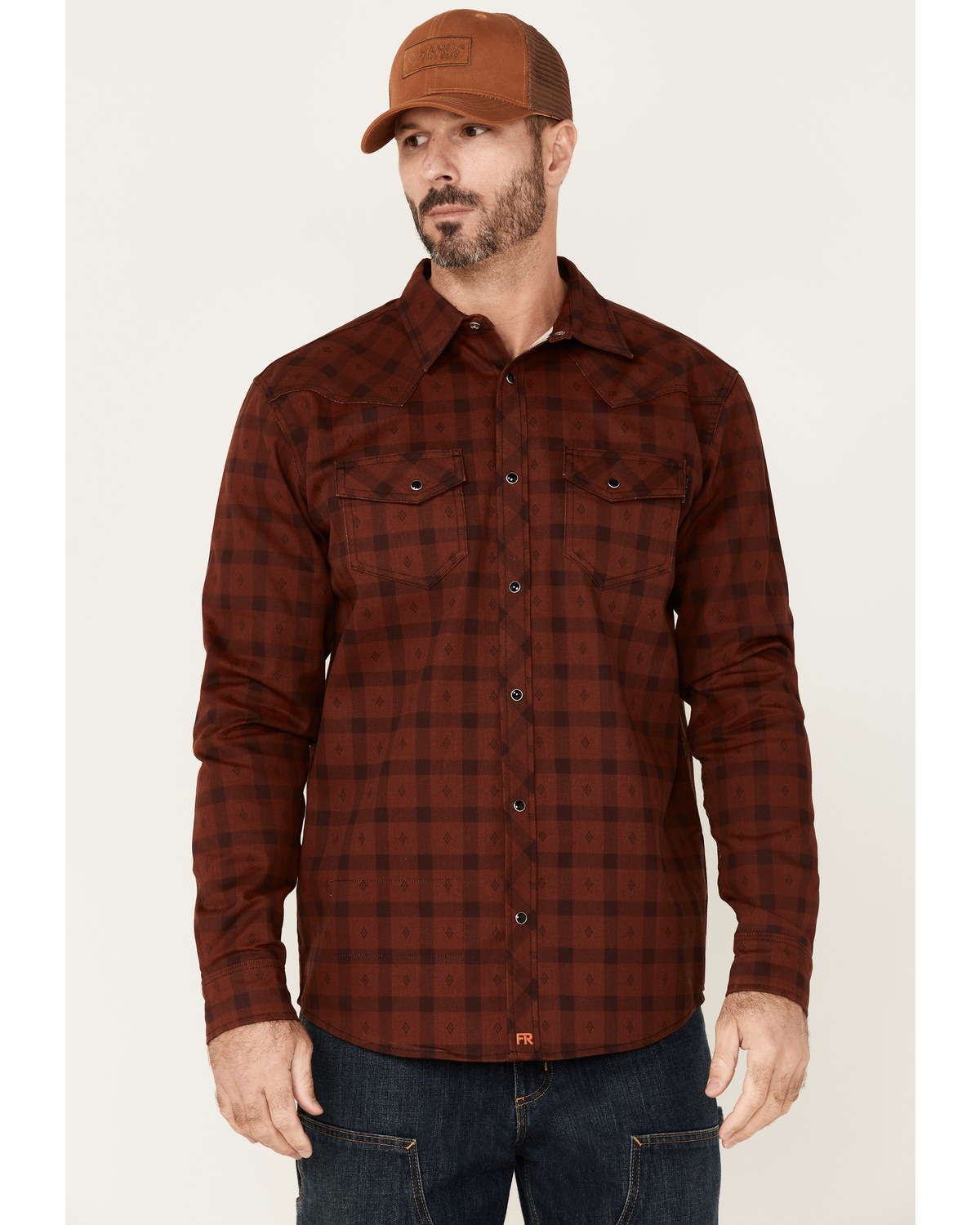 Cody James Men's FR Southwestern Plaid Print Long Sleeve Snap Work Shirt