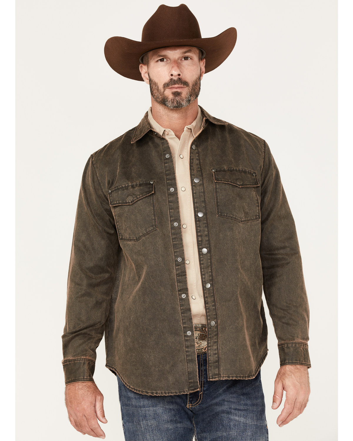 North River Men's Cotton Suede Snap Shirt Jacket