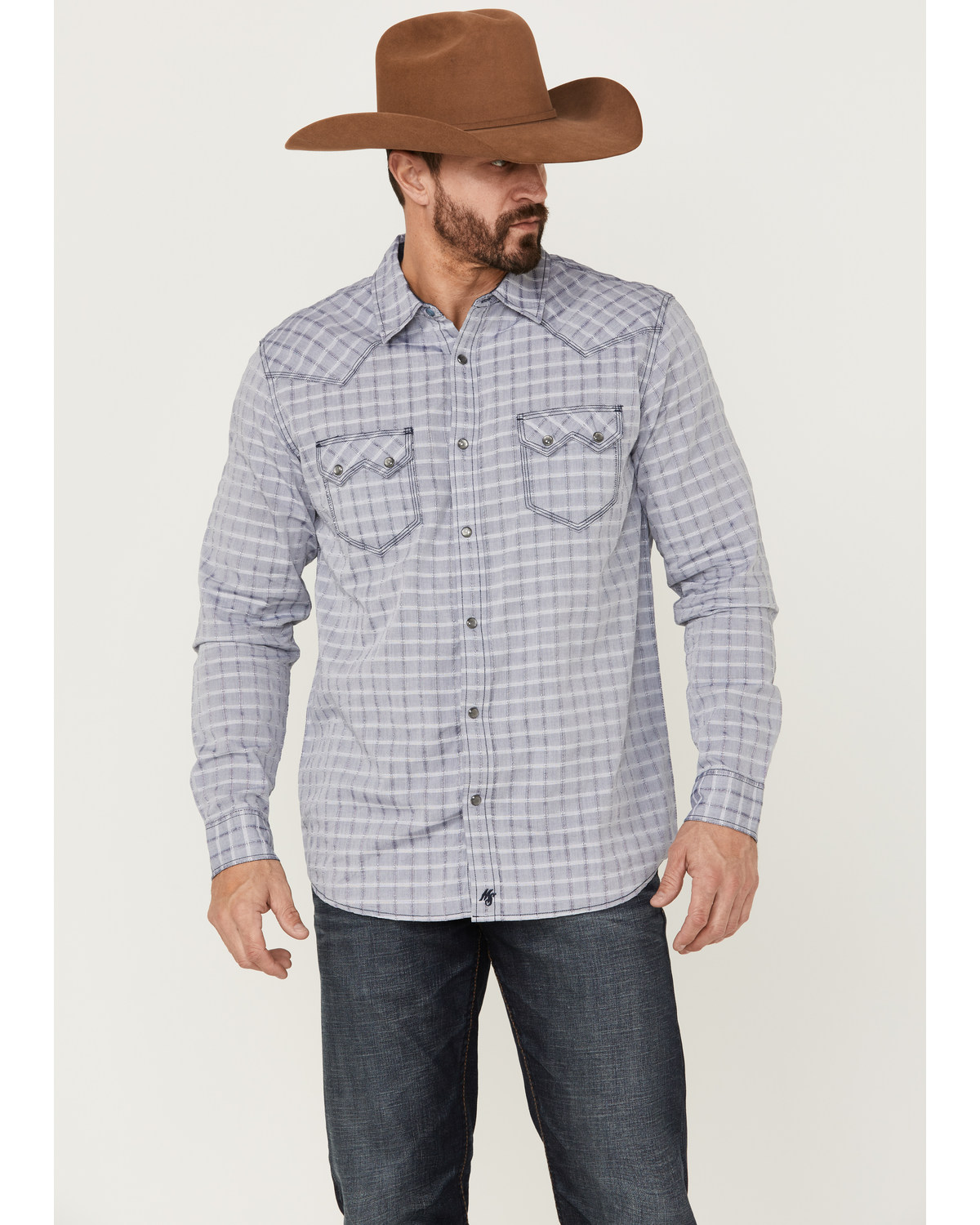 Moonshine Spirit Men's Jail Break Plaid Long Sleeve Snap Western Shirt