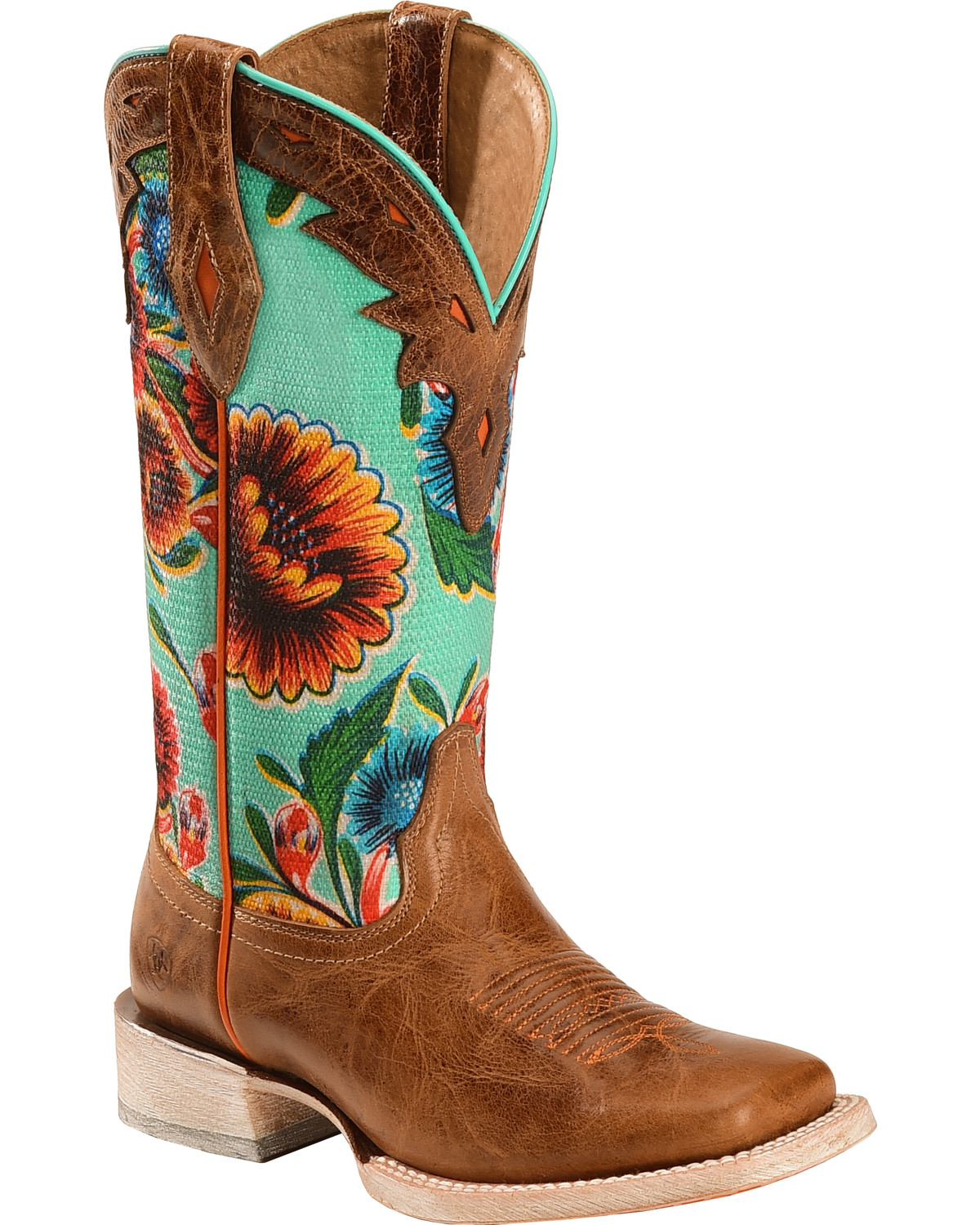 Ariat Women's Floral Textile Circuit Champion Western Boots - Broad Square Toe