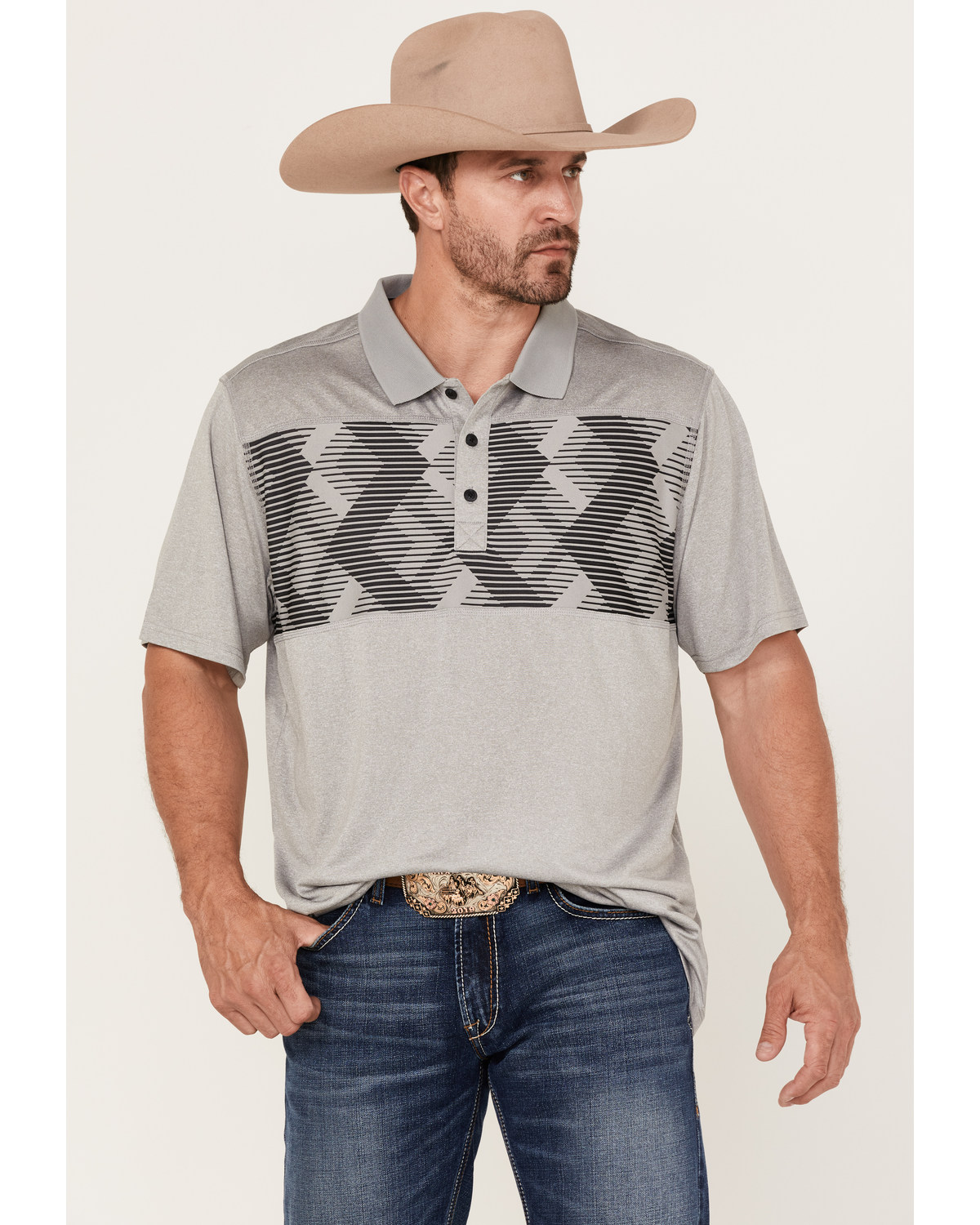 RANK 45® Men's Sunfisher Chest Stripe Short Sleeve Polo Shirt