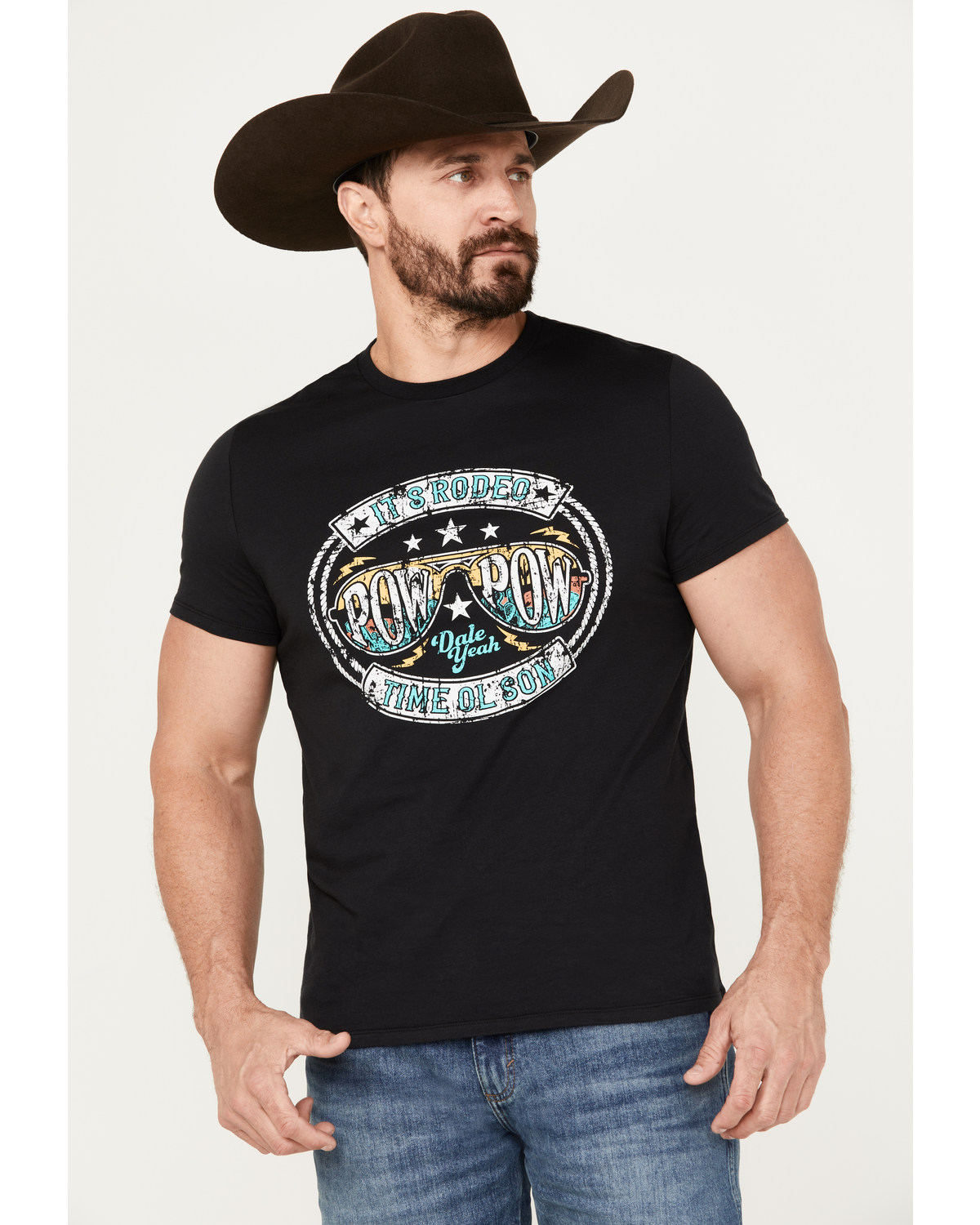 Rock & Roll Denim Men's Pow Rodeo Short Sleeve Graphic T-Shirt