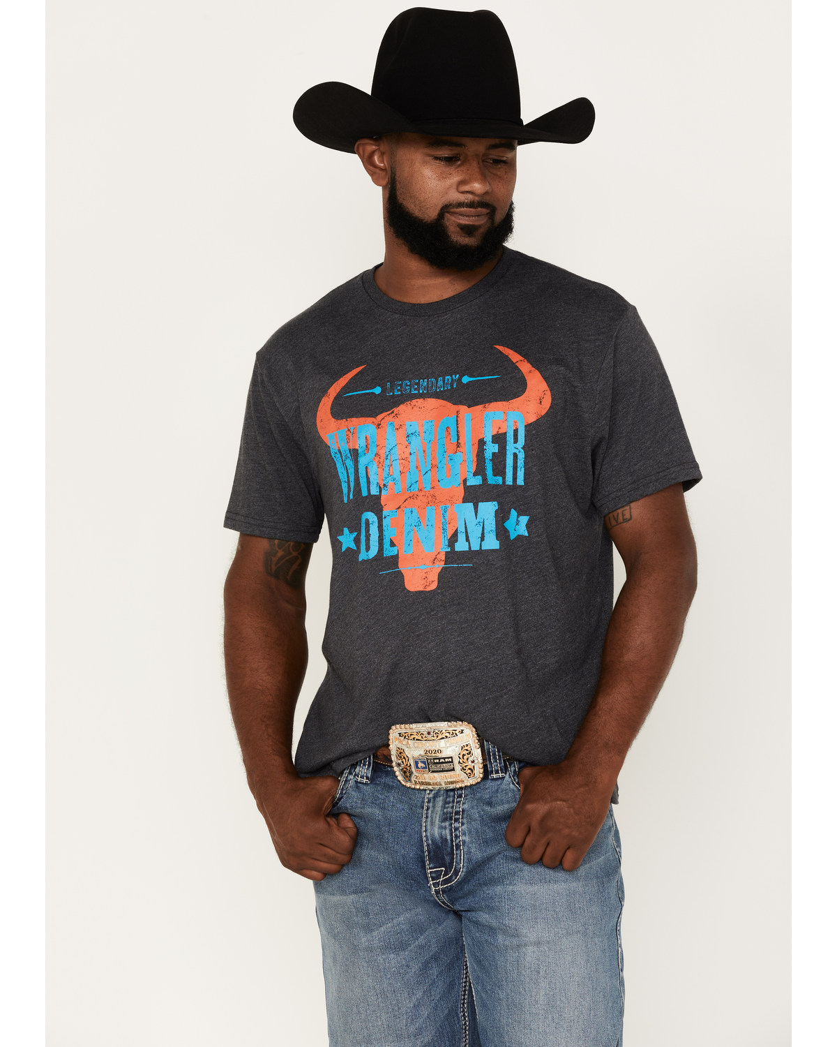 Wrangler Men's Denim Steer Head Graphic T-Shirt